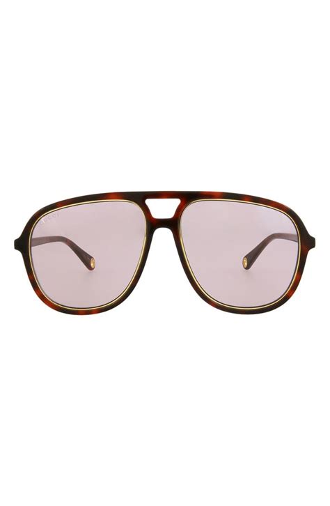 Gucci 57mm Novelty Navigator Sunglasses 